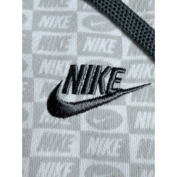 Men NIKE All Over Print White Gray Hoodie Sweatshirt Medium Hooded - Picture 6 of 6